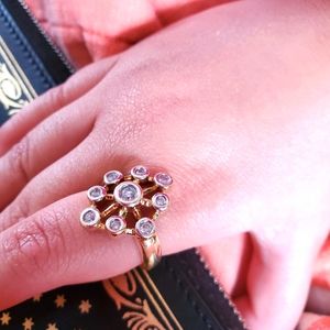 Vintage 14k platinum bezels diamond cocktail ring
